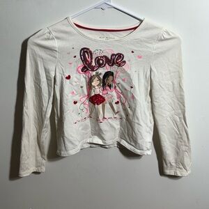 Max Studio White and Pink Long Sleeve Kids Tee with Love Design
